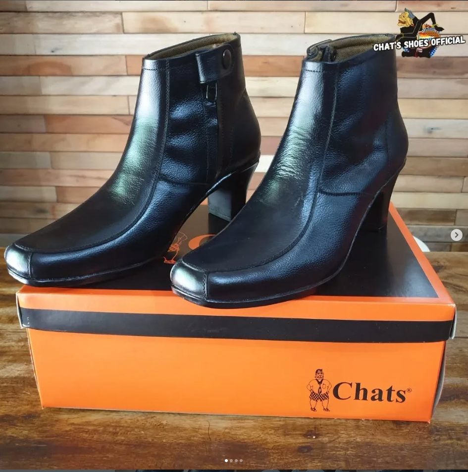 Sepatu Boots Pantofel Wanita Chats Shoes - Kulit Asli, Hak Tahu, Cocok untuk Dinas & Kantor